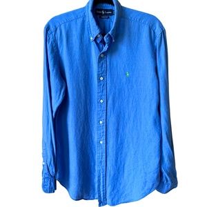 Ralph Lauren Classic Fit Linen Shirt - Sz M - Blue